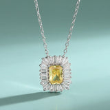 Sterling Silver Yellow Diamond Necklace Earrings Set
