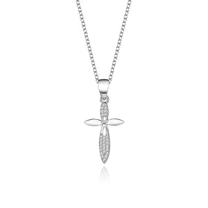 S925 Zircon Cross Pendant Necklace for Women