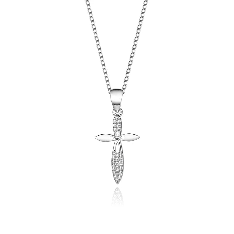 S925 Zircon Cross Pendant Necklace for Women