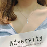 S925 Zircon Cross Pendant Necklace for Women
