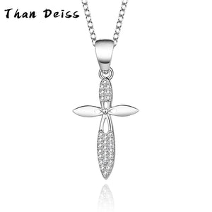S925 Zircon Cross Pendant Necklace for Women