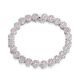 S925 Silver Zircon Tennis Bracelet CZ Gemstone Crystal Bangle