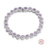 S925 Silver Zircon Tennis Bracelet CZ Gemstone Crystal Bangle