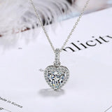 925 Silver Zircon Heart Pendant Necklace Wedding Gift