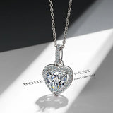 S925 Silver Zircon Heart Full Diamond Necklace