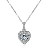 925 Silver Zircon Heart Pendant Necklace Wedding Gift