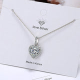 925 Silver Zircon Heart Pendant Necklace Wedding Gift