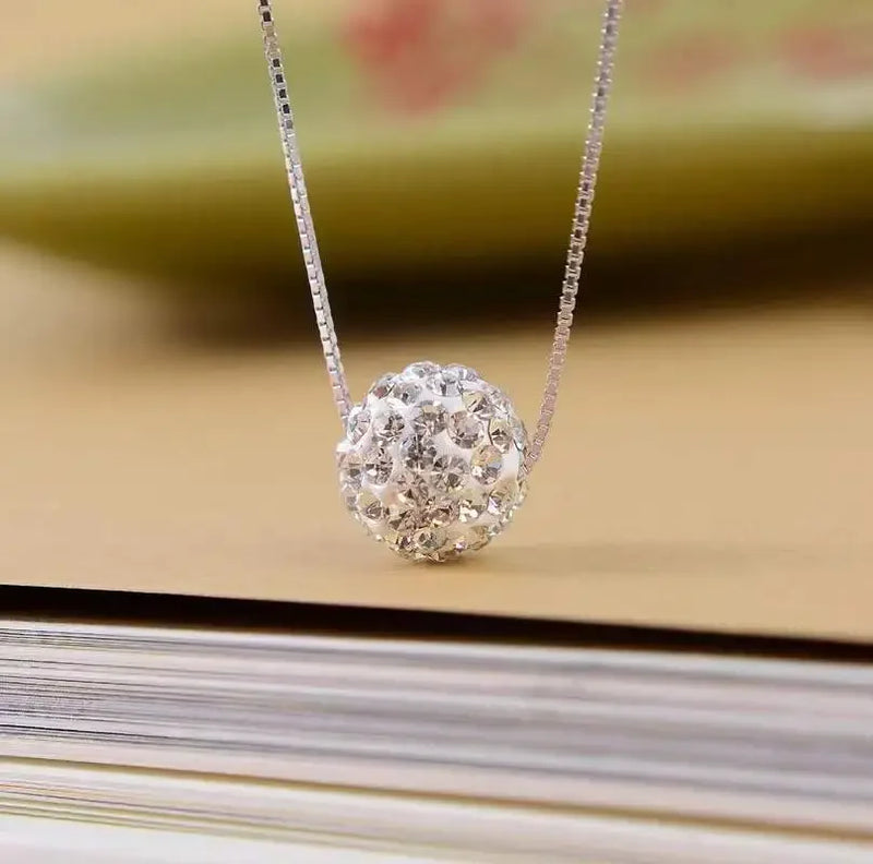 S925 Silver Zirconia 10mm Ball Pendant Necklace