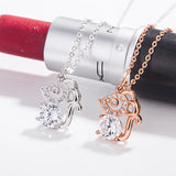 S925 Zodiac Mouse Diamond Pendant Necklace Women's Animal Jewelry