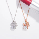 S925 Zodiac Mouse Diamond Pendant Necklace Women's Animal Jewelry