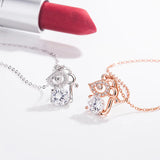S925 Zodiac Mouse Diamond Pendant Necklace Women's Animal Jewelry