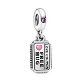 S925 Silver flower love Pendant DIY beads Fit Pan Charm Bracelet