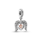 S925 Silver flower love Pendant DIY beads Fit Pan Charm Bracelet