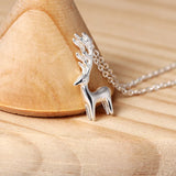 S925 Reindeer Pendant Necklace Female European American Small Elk
