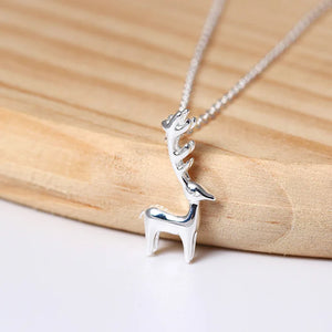 S925 Reindeer Pendant Necklace Female European American Small Elk