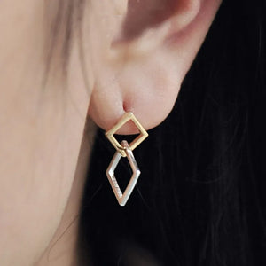 S925 Silver Geometric Square Drop Earrings for Women