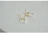 S925 Silver Geometric Square Drop Earrings for Women