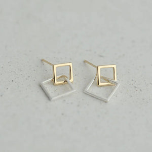 S925 Silver Geometric Square Drop Earrings for Women
