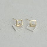 S925 Silver Geometric Square Drop Earrings for Women