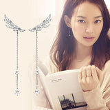 S925 Silver Zircon Wing Tassel Earrings Wedding Jewelry