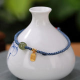 S925 Sterling Silver Hetian Sapphire Lutong Bracelet Fu