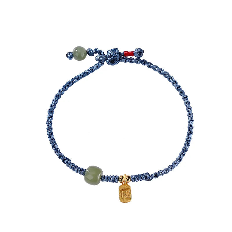 S925 Sterling Silver Hetian Sapphire Lutong Bracelet Fu
