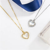S925 Silver Heart Fritillaria Zircon Necklace