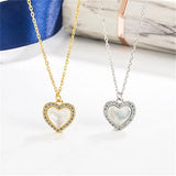 S925 Silver Heart Fritillaria Zircon Necklace