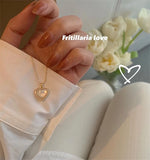 S925 Silver Heart Fritillaria Zircon Necklace