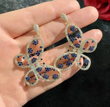 S925 Silver Butterfly Crystal Earrings DIY Accessories