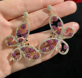 S925 Silver Butterfly Crystal Earrings DIY Accessories