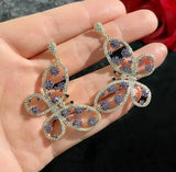 S925 Silver Butterfly Crystal Earrings DIY Accessories