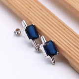 S925 Sterling Silver Men's Ear Studs with Diamond & Star Ear Pendant