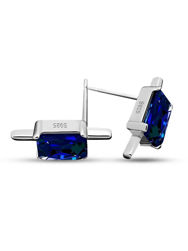 S925 Sterling Silver Men's Ear Studs with Diamond & Star Ear Pendant