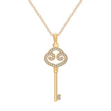 925 Sterling Silver Key Shape Collarbone Chain with Zircon