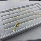925 Sterling Silver Key Shape Collarbone Chain with Zircon