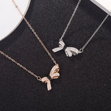 S925 Sterling Silver Bow Necklace Mori girls' Necklace