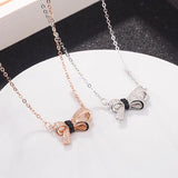 S925 Sterling Silver Bow Necklace Mori girls' Necklace