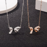 S925 Sterling Silver Bow Necklace Mori girls' Necklace