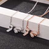 S925 Sterling Silver Bow Necklace Mori girls' Necklace