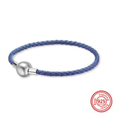 S925 Sterling Silver Red & Black Leather Bracelet for Women