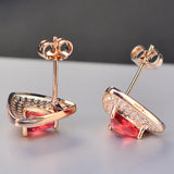S925 Sterling Ruby Triangle Stud Earrings Fine Jewelry