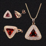 S925 Sterling Ruby Triangle Stud Earrings Fine Jewelry