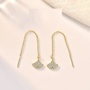 925 Sterling Fungus Line Women's Long Section Earrings