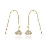 925 Sterling Fungus Line Women's Long Section Earrings