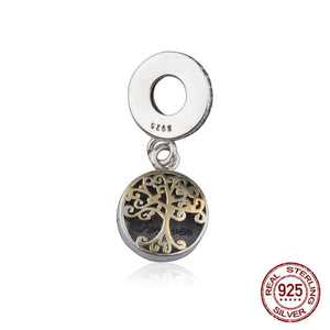 S925 Silver Double-hole Beads Necklace with Peach Heart Tree of Life Pendant