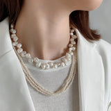 925 Silver Baroque Pearl Beaded Necklace for Women