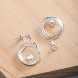 S925 Sterling Silver Freshwater Pearl Earrings Retro Court Jewelry for Women