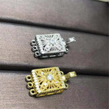 S925 Silver Pearl Necklace Ending Buckle Flower DIY Accessory