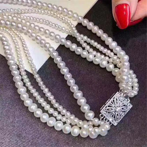S925 Sterling Silver Pearl Necklace Ending Buckle Flower Shaped
